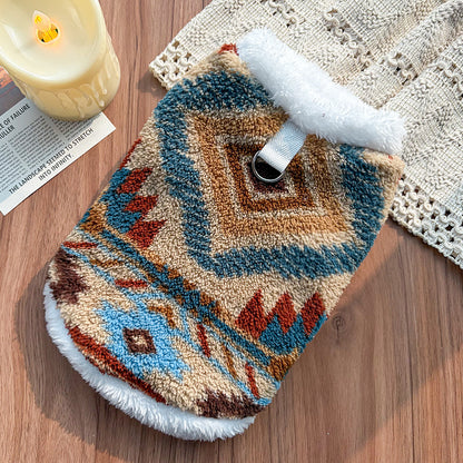 Fair Isle Style Pet Clothes - Warm Fleece Outfit for Cats & Dogs