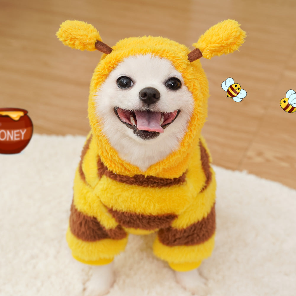 Cute Fluffy Bee Pet Costume - Warm Fleece Dog/Cat Outfit