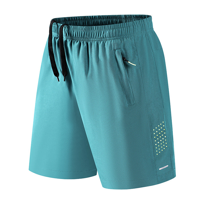 Men's Quick-Dry Athletic Shorts, Breathable Elastic Workout Shorts, Lightweight Running & Gym Shorts with Zipper Pockets, Casual Summer Sports Shorts for Outdoor Activities