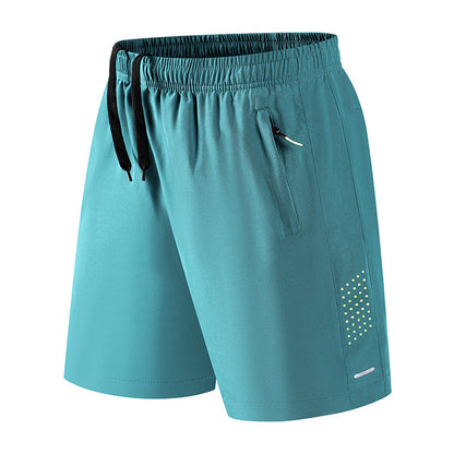 Men's Quick-Dry Athletic Shorts, Breathable Elastic Workout Shorts, Lightweight Running & Gym Shorts with Zipper Pockets, Casual Summer Sports Shorts for Outdoor Activities