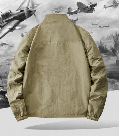 Men’s Lightweight Stand Collar Jacket – Casual Zip Outerwear