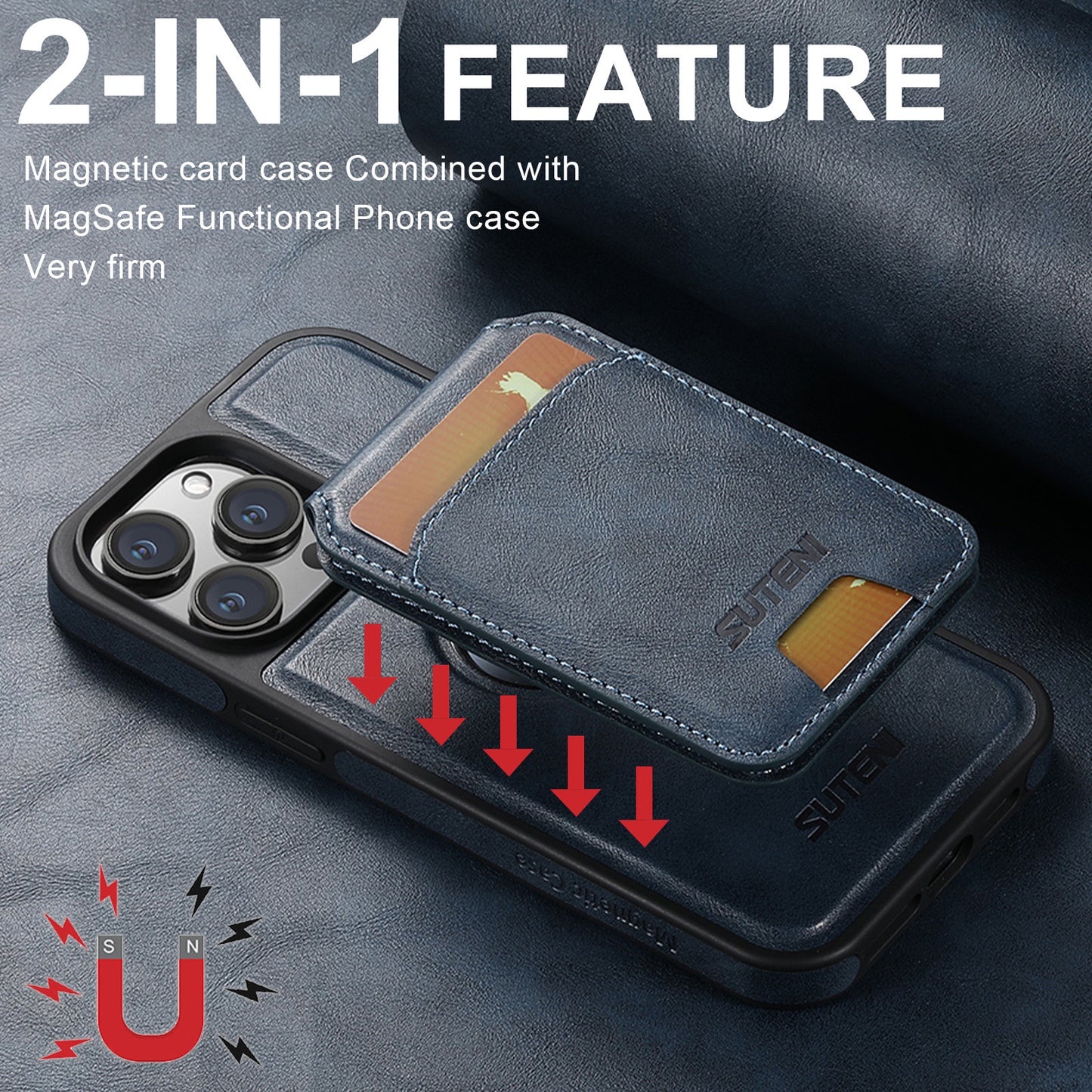 Suitable for iPhone 12/13/14/15/16 Series 2-in-1 MagSafe Magnetic Wireless Charging Card Holder Mobile Phone Case