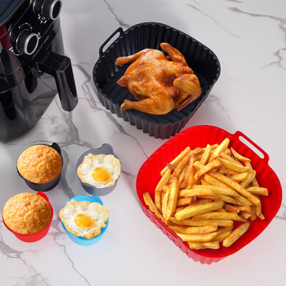 Muffin Cup Pudding Tart Cake Mold Air Fryer Silicone Baking Tray (Reusable)