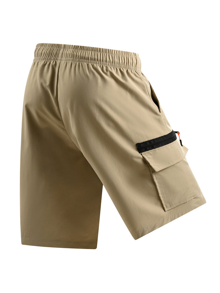Men's Elastic Waist Cargo Shorts, Summer Breathable Multi-Pocket Casual Shorts for Outdoor & Daily