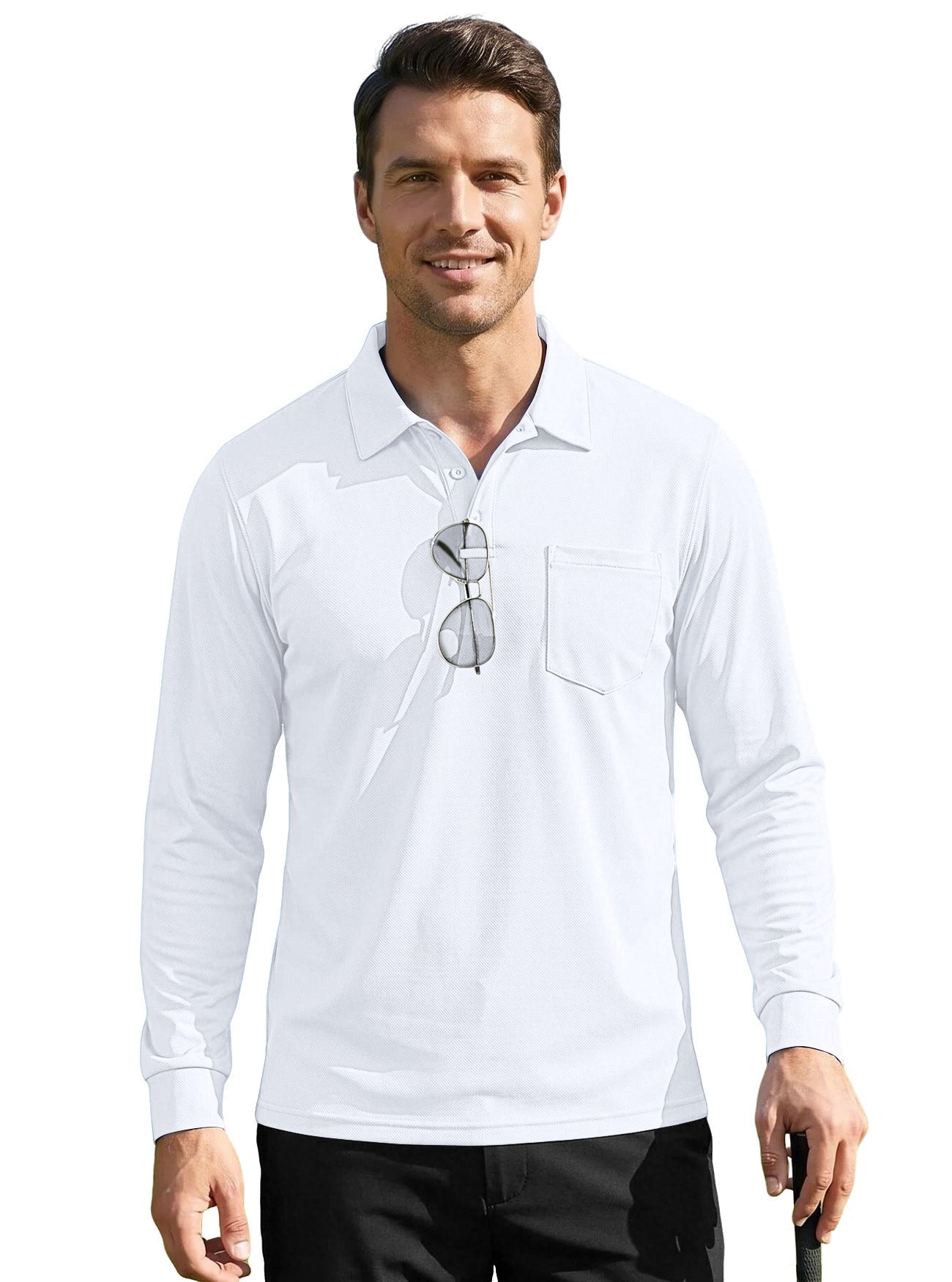 Men's Quick-Dry Birdseye Long-Sleeve Polo