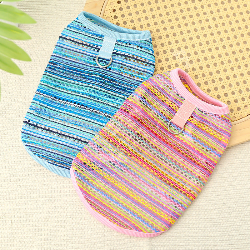 Summer Breeze Striped Pet Harness Shirt