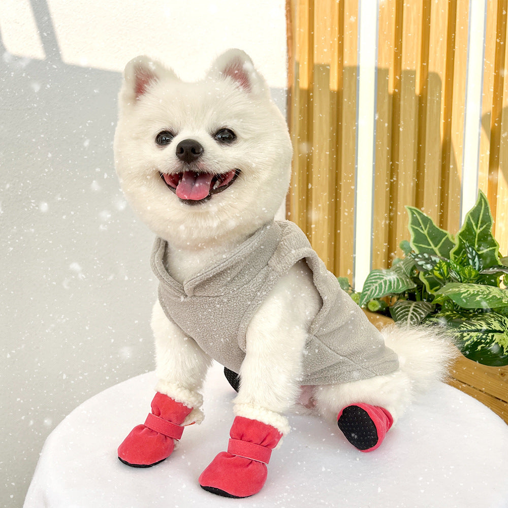 4PCS Plush Lined Dog Snow Boots-Warm, Secure & Winter-Ready Protection for Your Pet