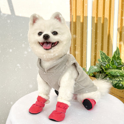 4PCS Plush Lined Dog Snow Boots-Warm, Secure & Winter-Ready Protection for Your Pet