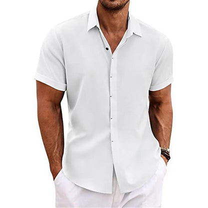 Men's Linen Short Sleeve Button Down Casual Shirt