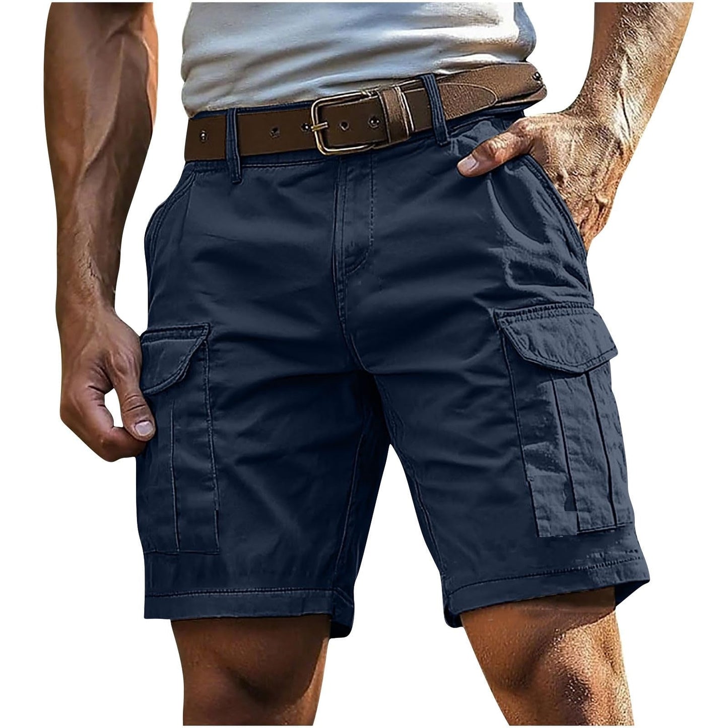 Men's Fashion High Waisted Workwear Shorts Summer Casual Sport Multi-Pocket