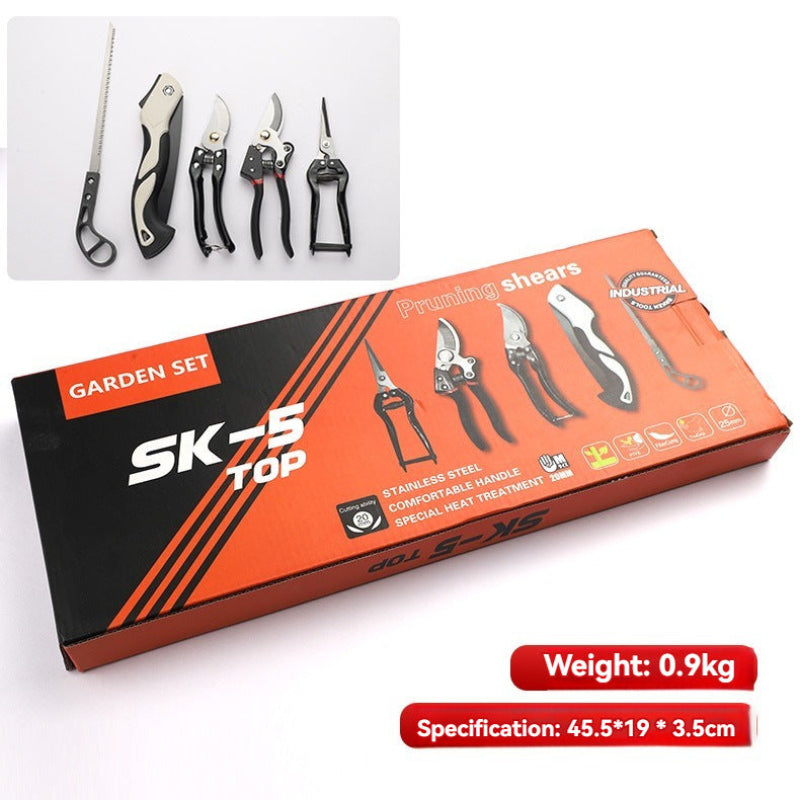 5-Piece SK-5 Steel Gardening Tool Set - Pruning Shears, Folding Saw & Garden Shears for Planting, Trimming & Yard Work