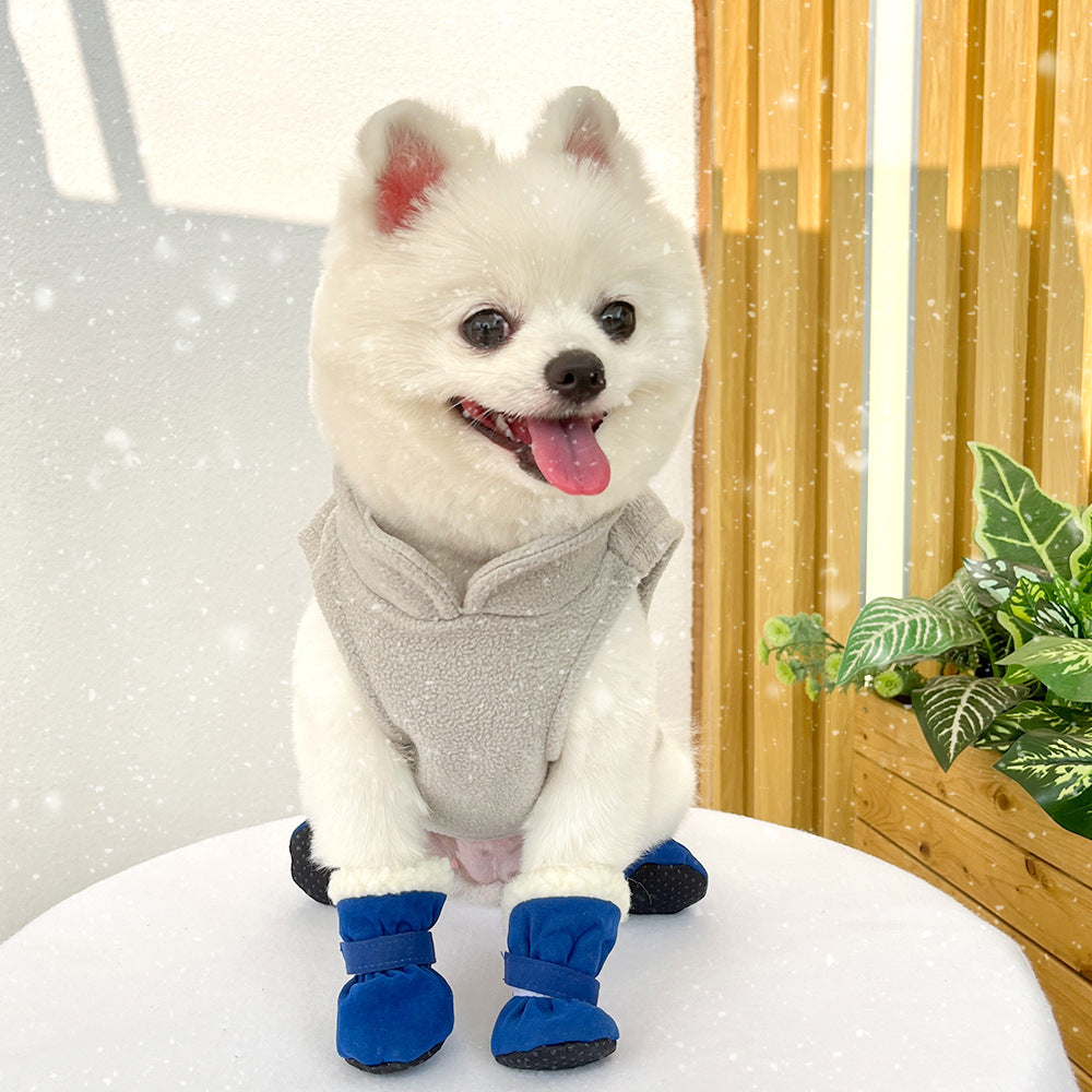 4PCS Plush Lined Dog Snow Boots-Warm, Secure & Winter-Ready Protection for Your Pet