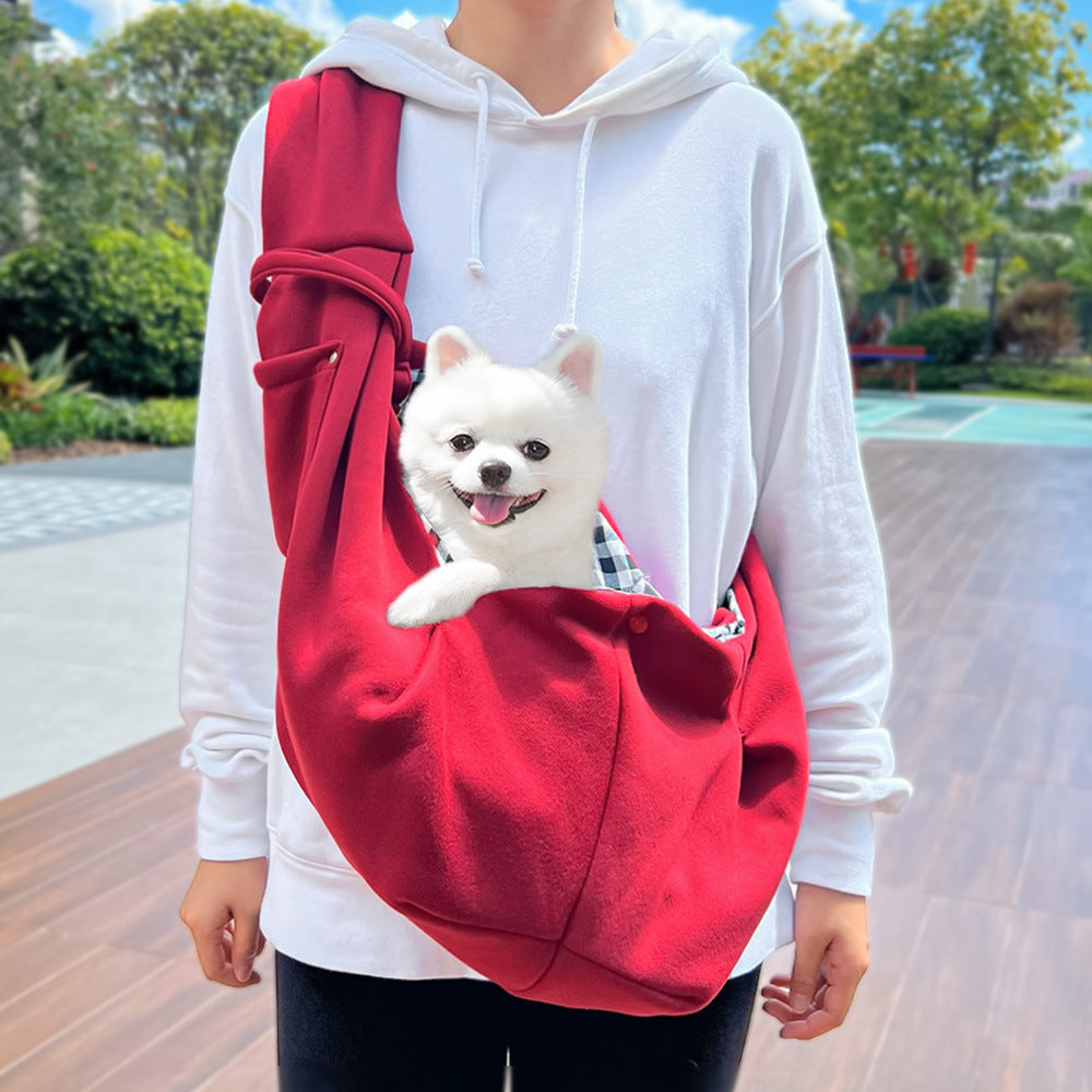 Warm Fall/Winter Pet Sling Carrier - Crossbody Travel Bag for Small Dogs & Cats