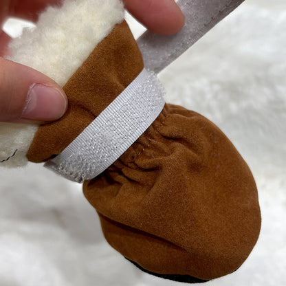 4PCS Plush Lined Dog Snow Boots-Warm, Secure & Winter-Ready Protection for Your Pet