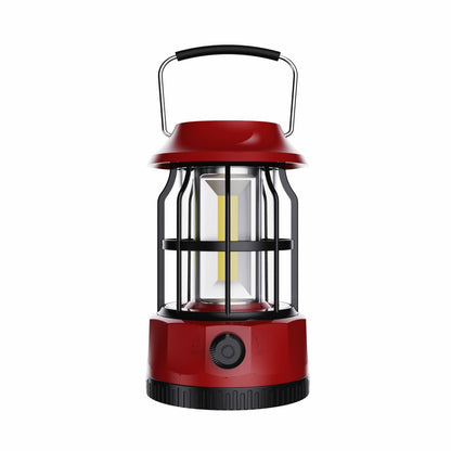 Vintage Retro LED Camping Lantern with Solar Panel & Dimmable Knob - COB Portable Tent Light
