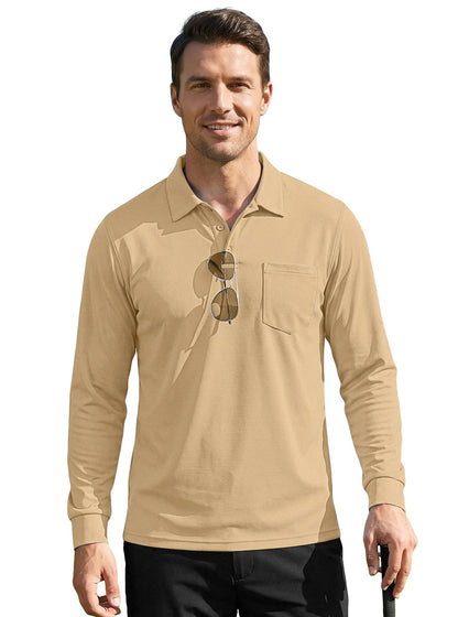 Men's Quick-Dry Birdseye Long-Sleeve Polo