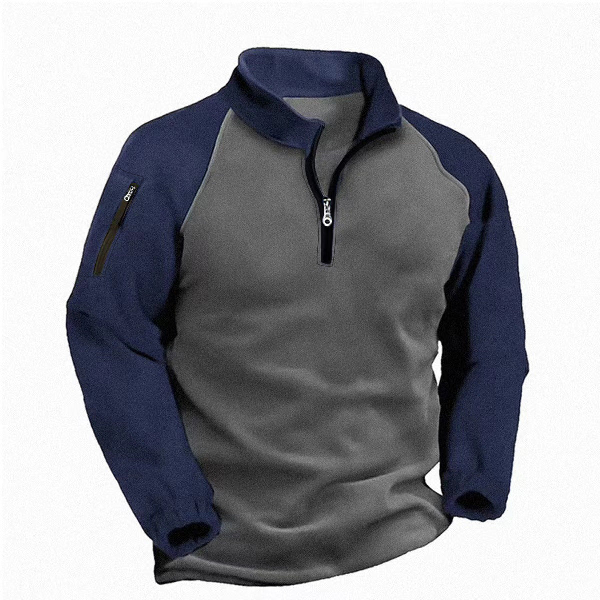 Men's Quarter-Zip Fleece Pullover with Sleeve Pocket