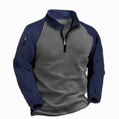 Men's Quarter-Zip Fleece Pullover with Sleeve Pocket