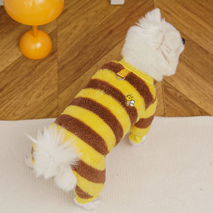 Cute Fluffy Bee Pet Costume - Warm Fleece Dog/Cat Outfit