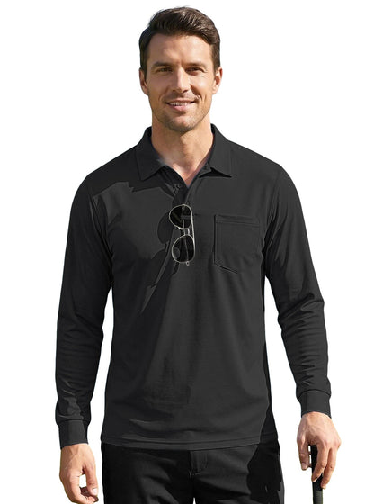 Men's Quick-Dry Birdseye Long-Sleeve Polo