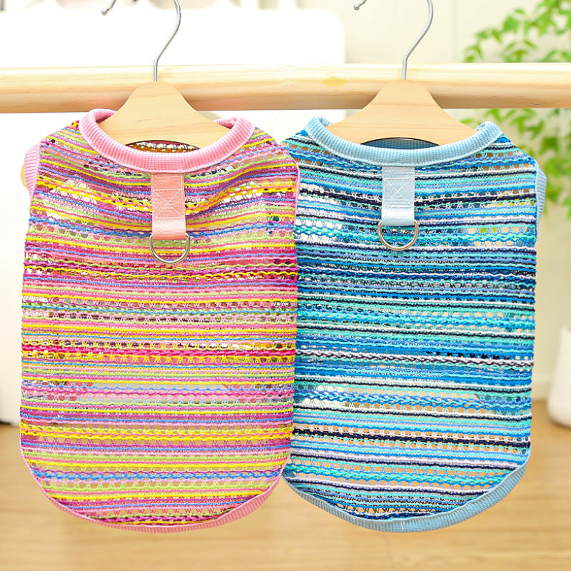 Summer Breeze Striped Pet Harness Shirt