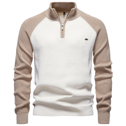 Men's Colorblock Quarter Zip Business Casual Sweater