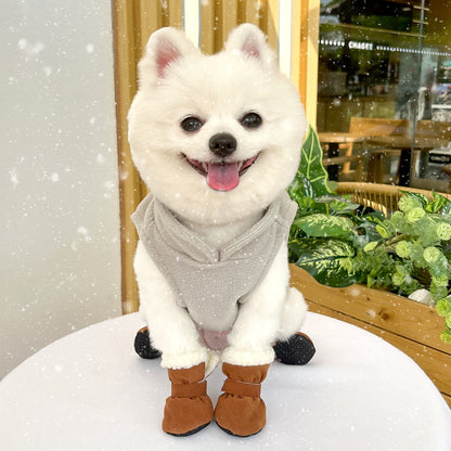4PCS Plush Lined Dog Snow Boots-Warm, Secure & Winter-Ready Protection for Your Pet