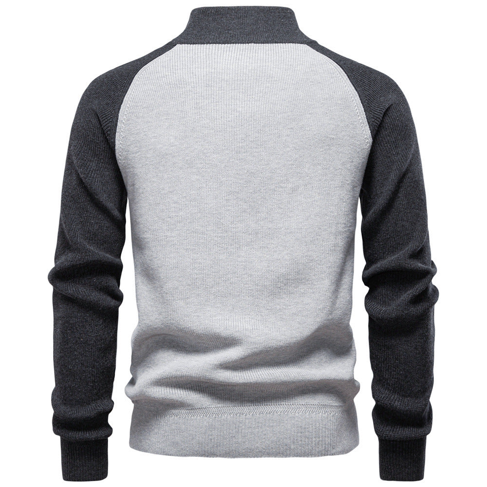 Men's Colorblock Quarter Zip Business Casual Sweater