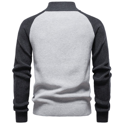 Men's Colorblock Quarter Zip Business Casual Sweater