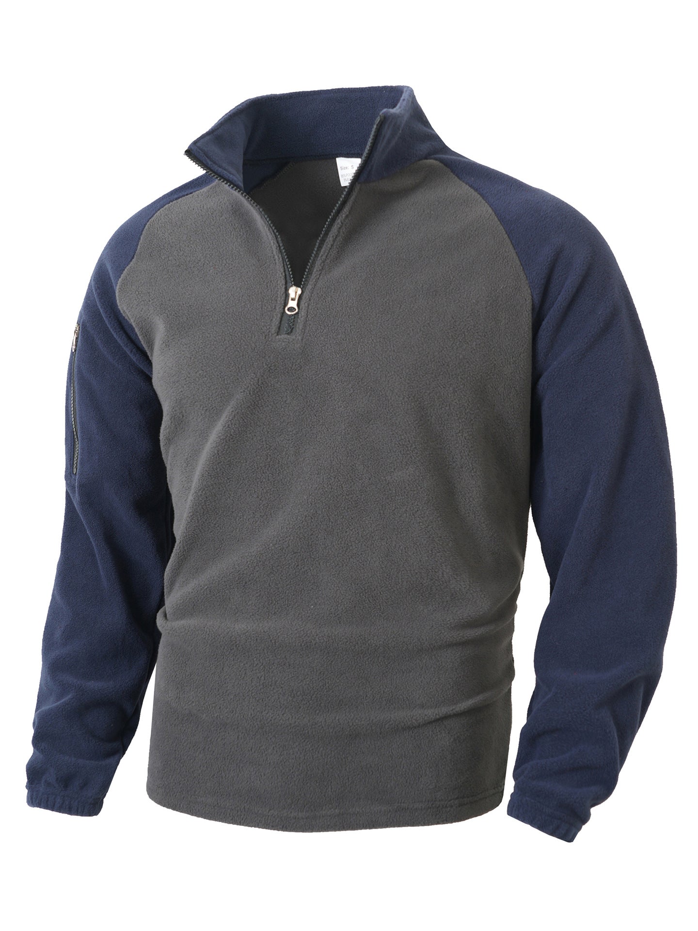 Men's Quarter-Zip Fleece Pullover with Sleeve Pocket