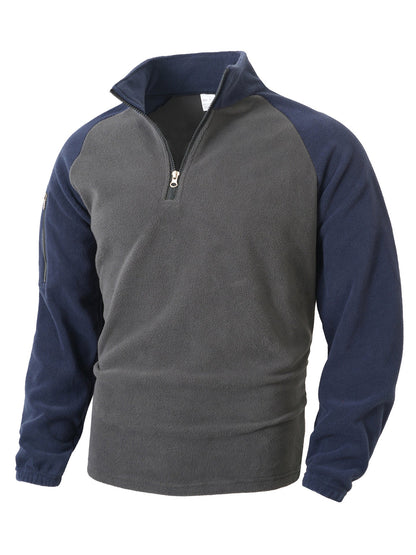Men's Quarter-Zip Fleece Pullover with Sleeve Pocket