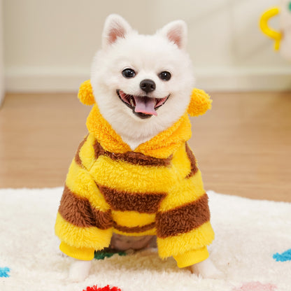 Cute Fluffy Bee Pet Costume - Warm Fleece Dog/Cat Outfit