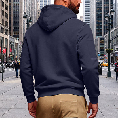 Men's Brushed Fleece Full-Zip Hoodie — Midweight Soft Layer with Zip Pockets