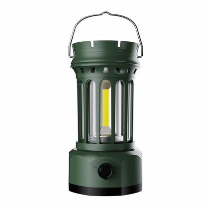 Vintage Retro LED Camping Lantern with Solar Panel & Dimmable Knob - COB Portable Tent Light