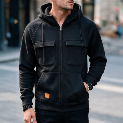 Men's Multi-Pocket Zip-Up Hoodie