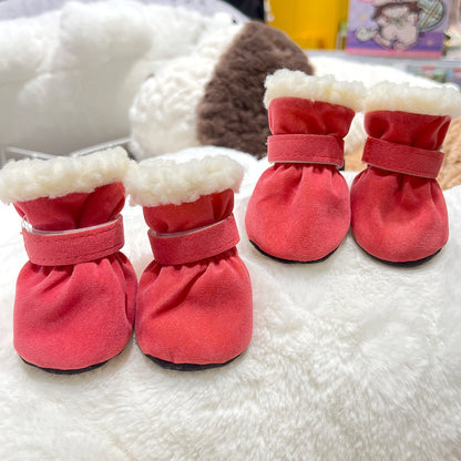 4PCS Plush Lined Dog Snow Boots-Warm, Secure & Winter-Ready Protection for Your Pet