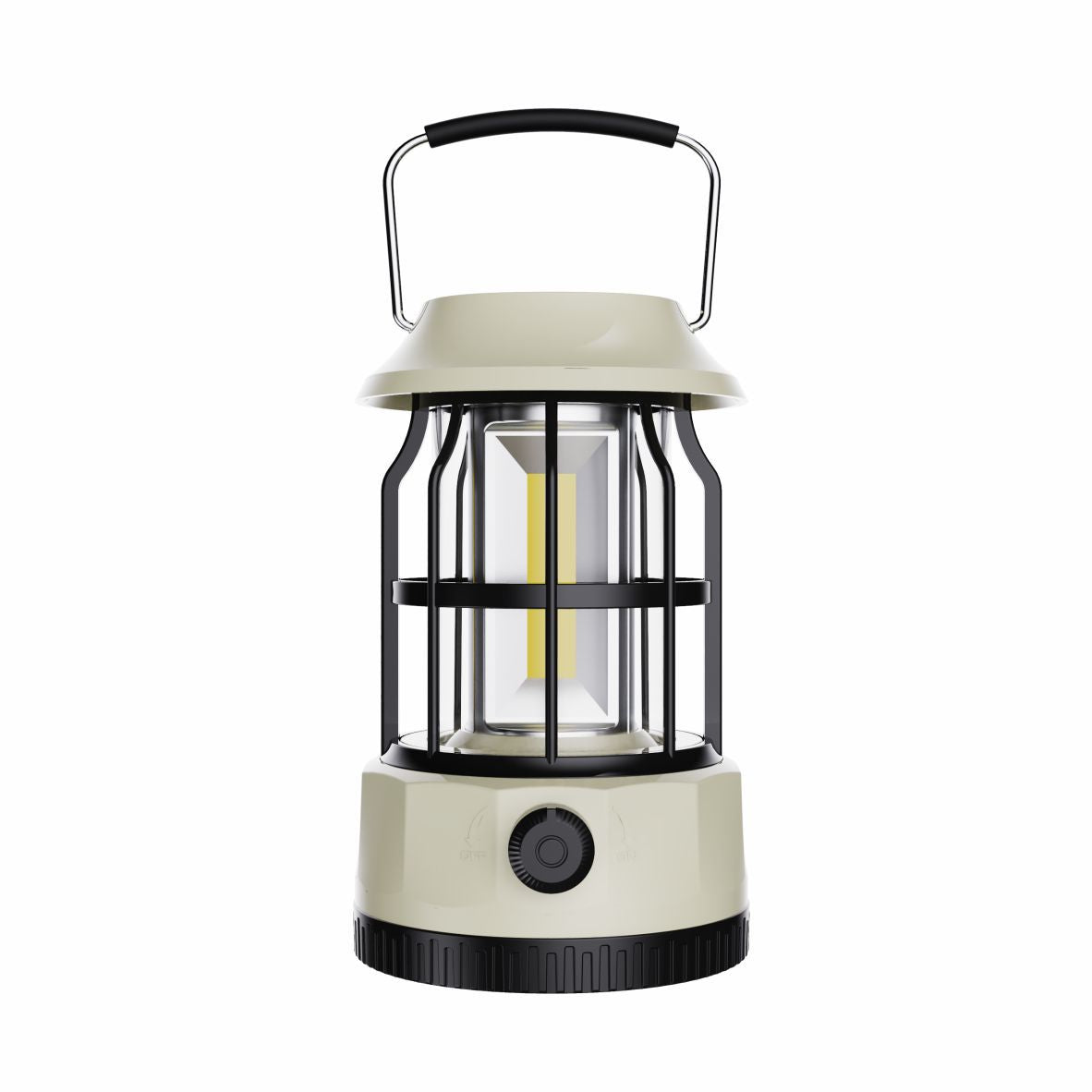Vintage Retro LED Camping Lantern with Solar Panel & Dimmable Knob - COB Portable Tent Light