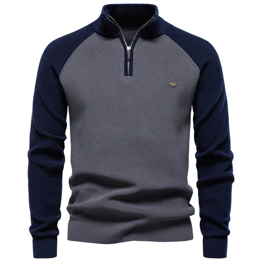 Men's Colorblock Quarter Zip Business Casual Sweater