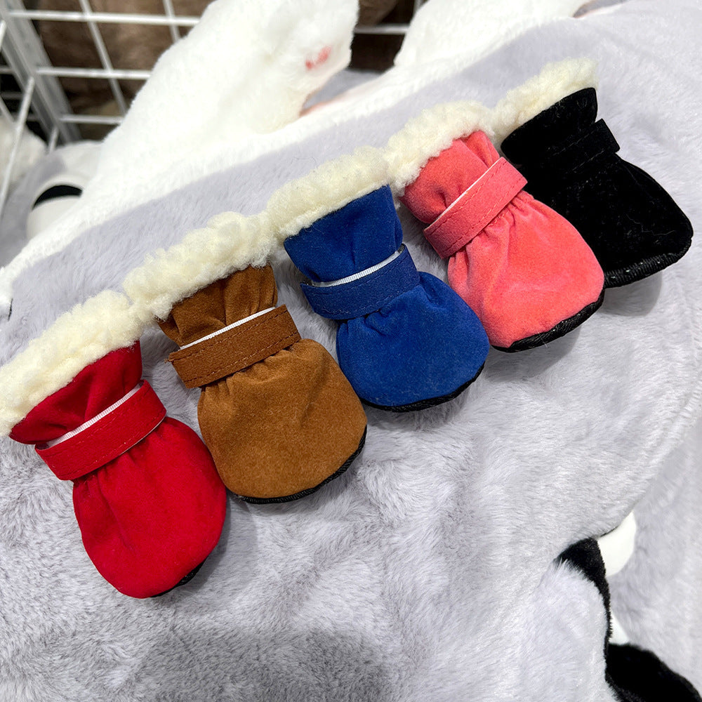 4PCS Plush Lined Dog Snow Boots-Warm, Secure & Winter-Ready Protection for Your Pet