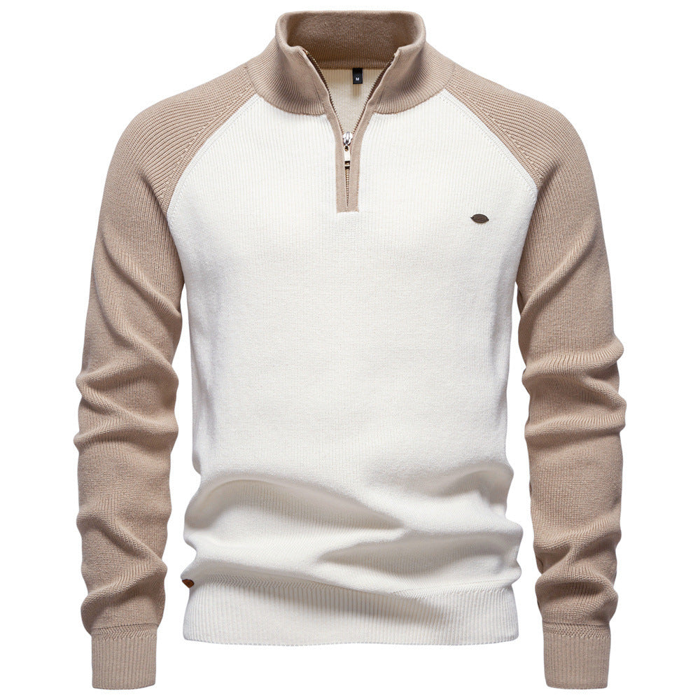 Men's Colorblock Quarter Zip Business Casual Sweater