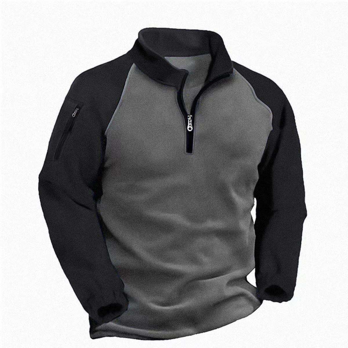 Men's Quarter-Zip Fleece Pullover with Sleeve Pocket