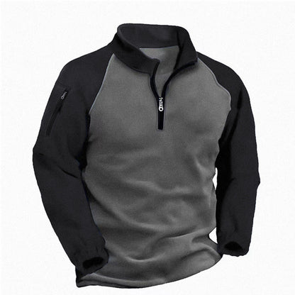 Men's Quarter-Zip Fleece Pullover with Sleeve Pocket