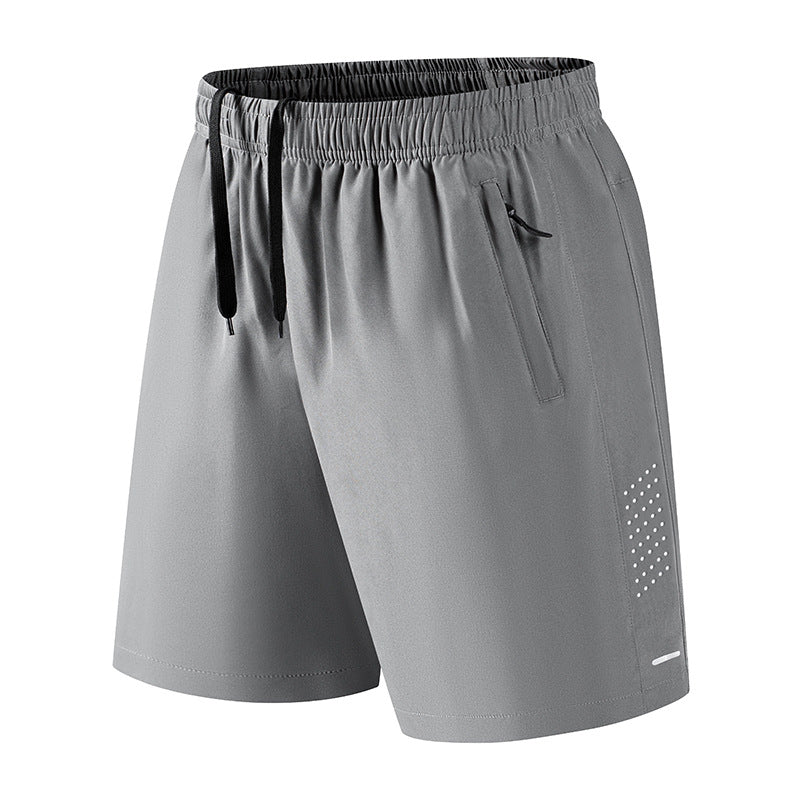 Men's Quick-Dry Athletic Shorts, Breathable Elastic Workout Shorts, Lightweight Running & Gym Shorts with Zipper Pockets, Casual Summer Sports Shorts for Outdoor Activities