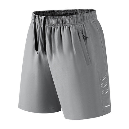 Men's Quick-Dry Athletic Shorts, Breathable Elastic Workout Shorts, Lightweight Running & Gym Shorts with Zipper Pockets, Casual Summer Sports Shorts for Outdoor Activities