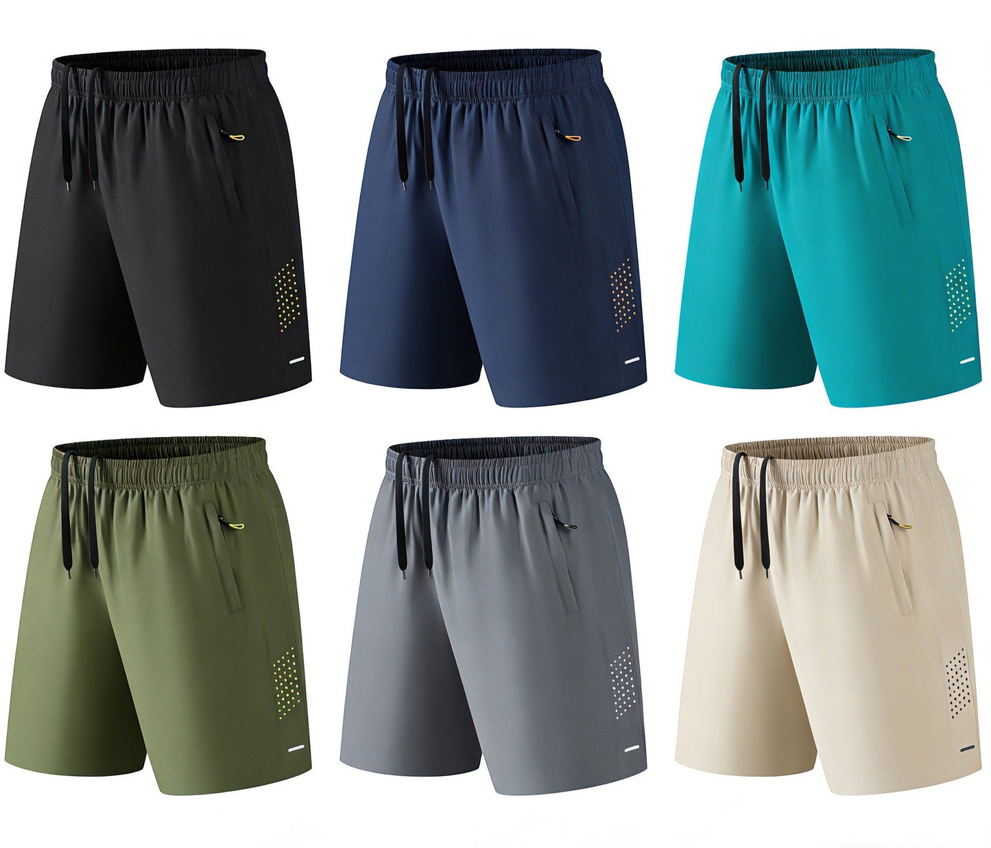 Men's Quick-Dry Athletic Shorts, Breathable Elastic Workout Shorts, Lightweight Running & Gym Shorts with Zipper Pockets, Casual Summer Sports Shorts for Outdoor Activities