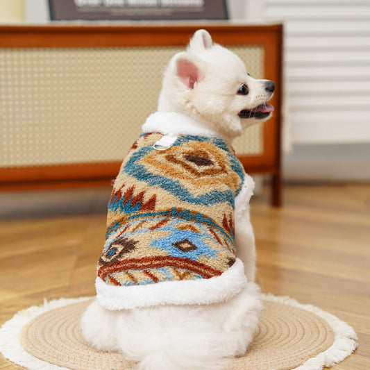 Fair Isle Style Pet Clothes - Warm Fleece Outfit for Cats & Dogs