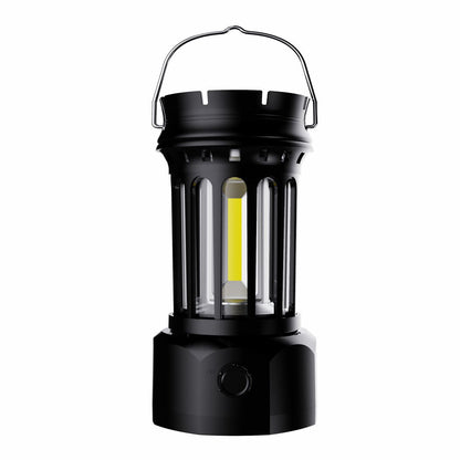 Vintage Retro LED Camping Lantern with Solar Panel & Dimmable Knob - COB Portable Tent Light