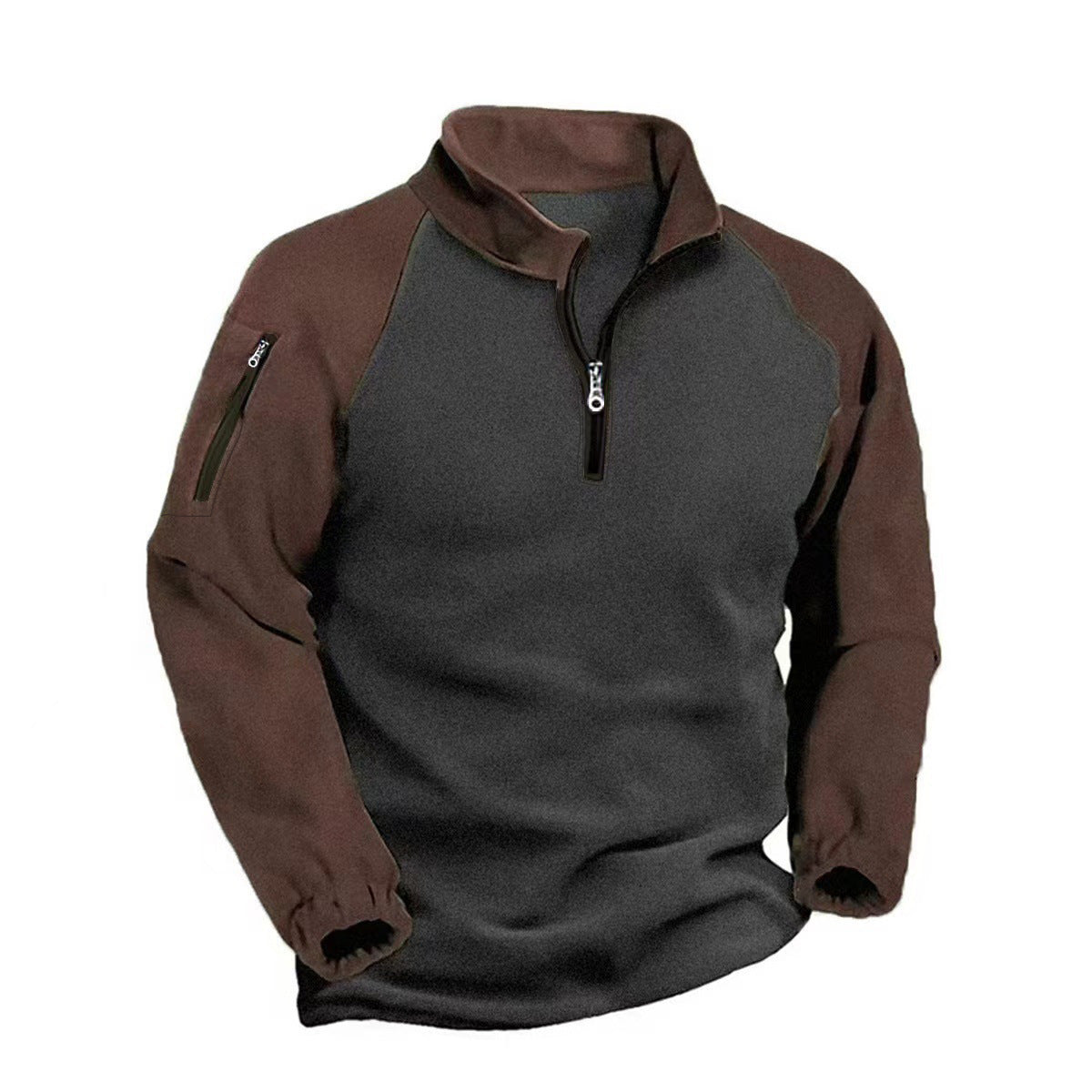 Men's Quarter-Zip Fleece Pullover with Sleeve Pocket