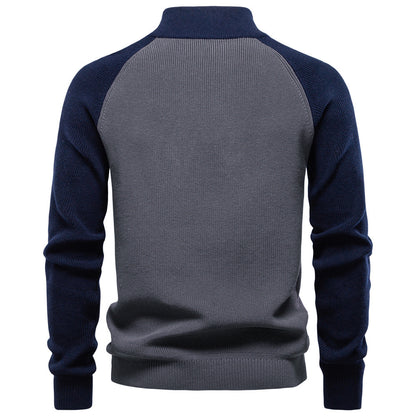 Men's Colorblock Quarter Zip Business Casual Sweater