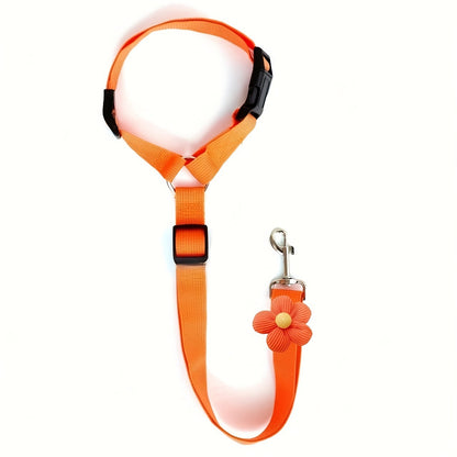Retractable Pet Car Seat Belt - Flower Headrest Tether for Dogs & Cats